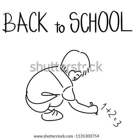 Hand drawn Back to school
Students studying vector illustrations