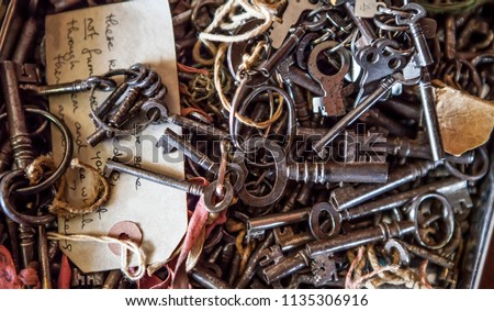 escape room keys Royalty-Free Stock Photo #1135306916