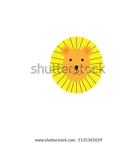 vector illustration of a cute funny lion. Isolated object. flat design. Concept for children print.