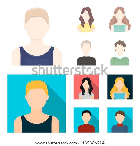 Girl with long hair, blond, curly, gray-haired man.Avatar set collection icons in cartoon,flat style vector symbol stock illustration web.