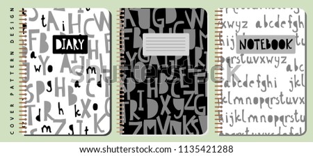 Notebook and diary cover design for print with seamless pattern included. For copybooks brochures and school books. Vector illustration stock vector.