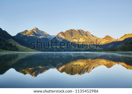 Schwarzsee lake in Switzerland, Sunrise