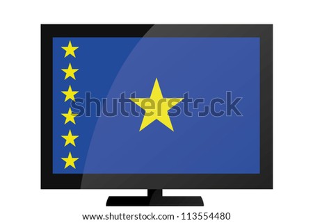 3d Vector Illustration of a TV with the Flag of Democratic Republic of Congo