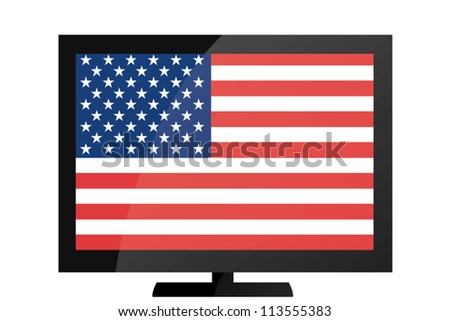 3d Vector Illustration of a TV with the Flag of United States of America