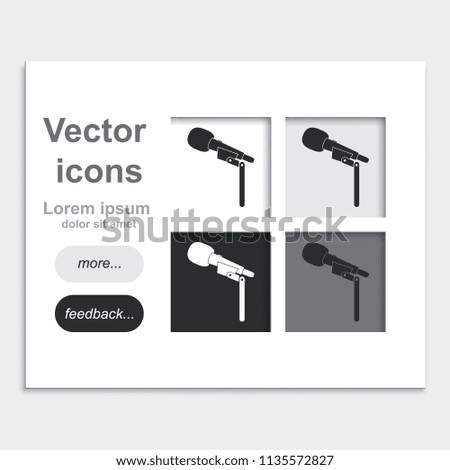 Microphone placed on web page template flat vector icon.