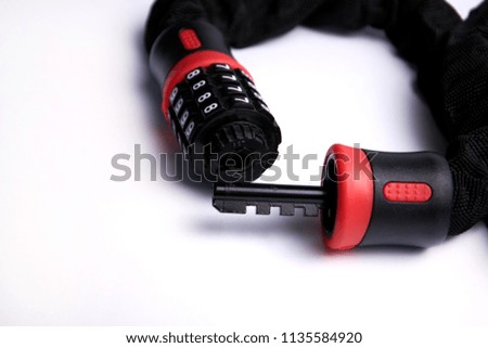 Black bike u lock, open and locked views. Isolated on white, clipping path included