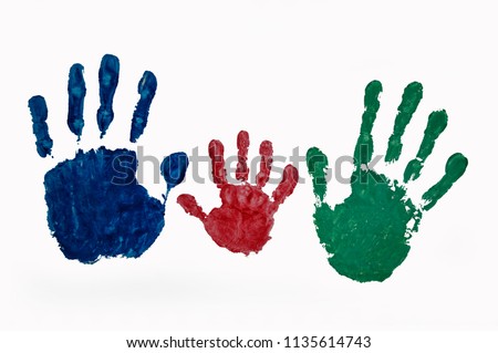 Traces of the family's hands are dad, mom, baby.