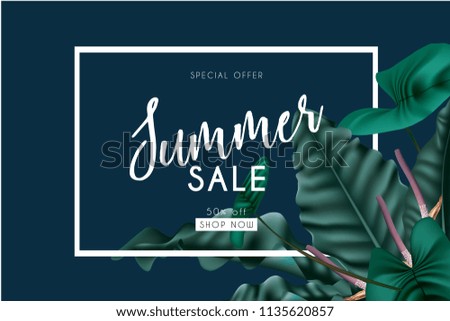 summer sale background with beautiful leaf mix. Vector illustration template.banners.Wallpaper.