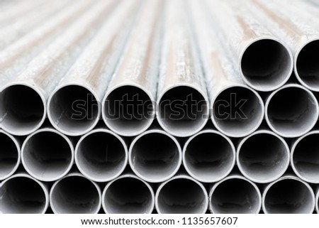 Close- up Stack of metal pipe