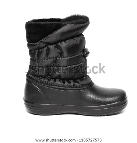 Rubber winter boots isolated on white
