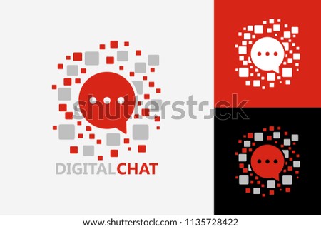 Pixel Digital Chat Logo Template Design Vector, Emblem, Design Concept, Creative Symbol, Icon
