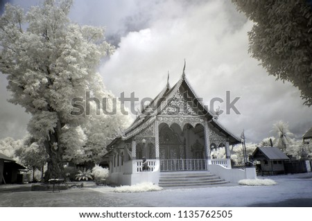 Buddhist church in the temple from near infared style by IR mode.                   
