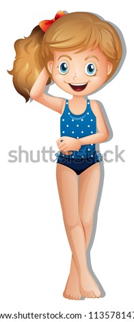 A girl wearing cute swimwear illustration