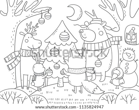 Merry Christmas Coloring page Royalty-Free Stock Photo #1135824947