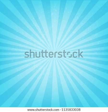 Blue Sunburst Poster With Gradient Mesh, Vector Illustration