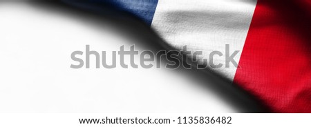 Curved flag of France on white background