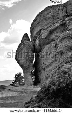 tribute to Ansel Adams, rock formations of karsts,series of black and white artistic photographs of the Castroviejo karstic labyrinth, Duruelo de la Sierra, Soria, spain,