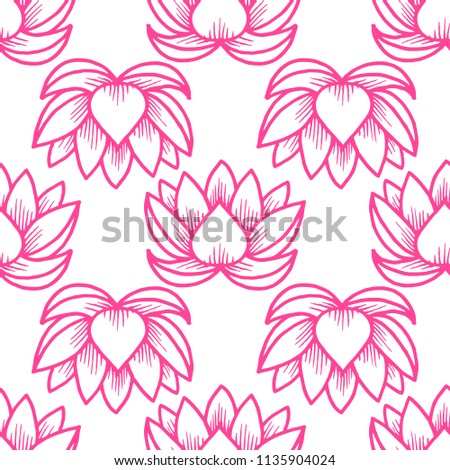 Lotus. Seamless pattern. Oriental Indian Chinese Traditional. Pink elements