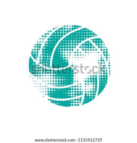 Blue halftone volleyball isolated on white background