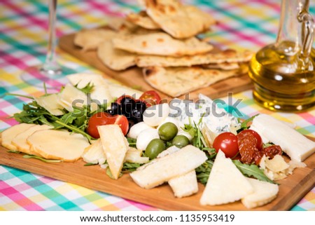 Cheese plate served in the restaurant

