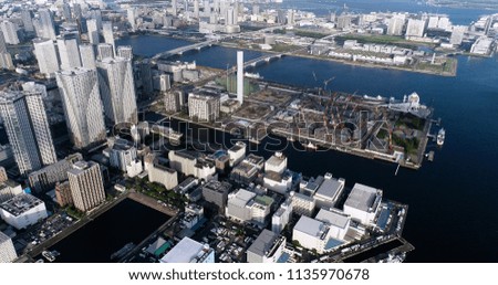 tokyo bay in aerial view
