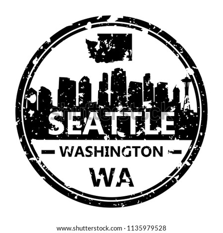 Seattle Washington Travel Stamp Icon Skyline City Design Tourism
