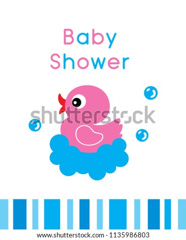 cute duck baby shower greeting card vector. cute baby duck cartoon baby shower invitation card illustration. baby duck graphic collection.