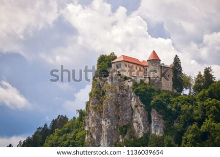 Bled Castle at Bled lake in Slovenia - cloudscape