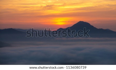 Golden sunset on the mountain