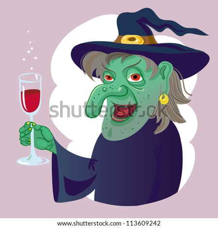Halloween Witch And Wine.