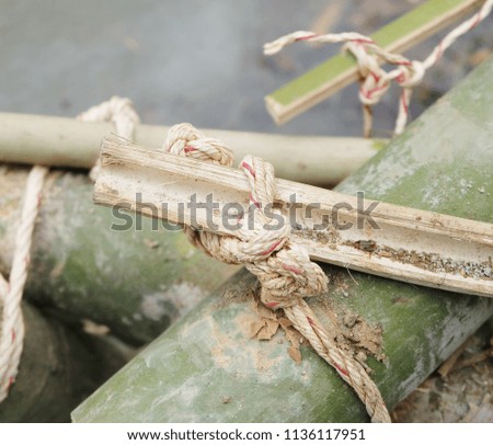 Close up of a rope bamboo  structure