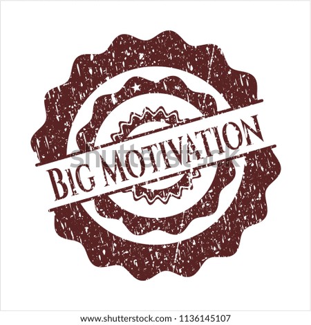 Red Big Motivation distressed rubber stamp with grunge texture