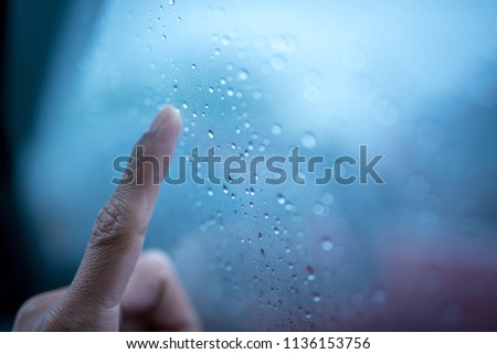 Awesome Natural Water Drops on Glass at the Window in Rainy Season