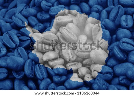 Antarctica Flag on background coffee beans
