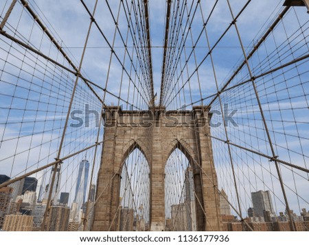 Brooklyn bridge with the view of lower Manhattan as background