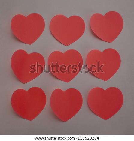 background made of red heart stickers