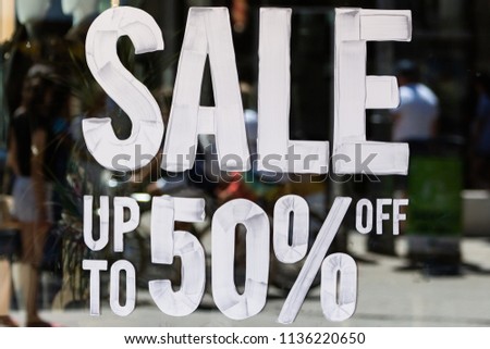 sale banner up to fifty percent off, big sale special offer, showcase foto 50%