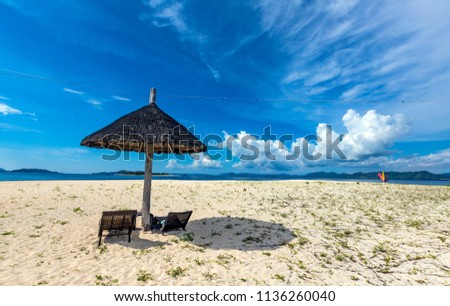 beautiful beach and blue sky background at southgate island, Palawan