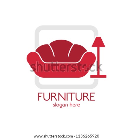 Furniture sofa and lamp logo design icon template. Home decor interior design vector illustration 