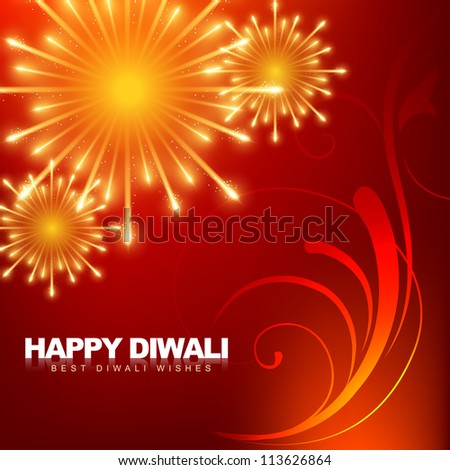 beautiful happy diwali fireworks vector illustration