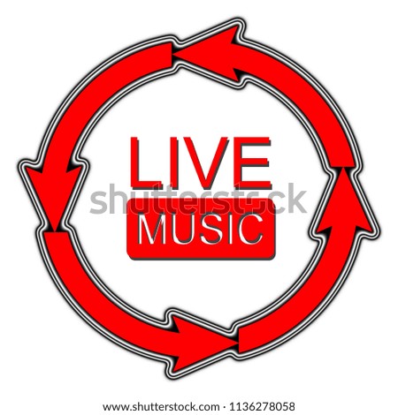 Live music button isolated, 3d illustration