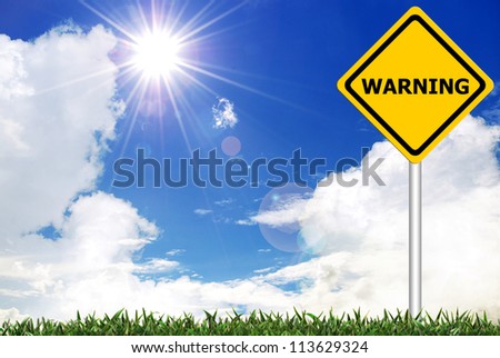 warning on yellow road warning sign