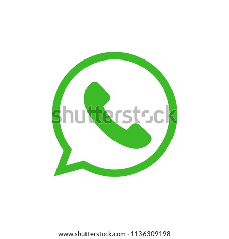 Green button with phone and bubble chat icon. isolated vector. Royalty-Free Stock Photo #1136309198