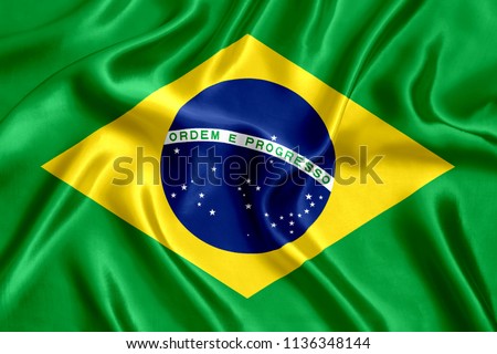 Flag of Brazil Silk Royalty-Free Stock Photo #1136348144