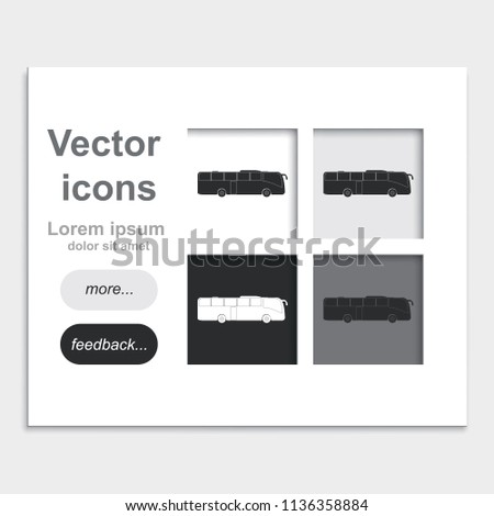 Coach bus placed on web page template flat vector icon.