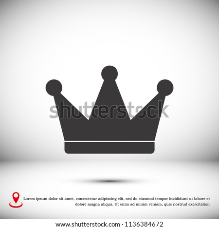 crown icon, stock vector illustration flat design style