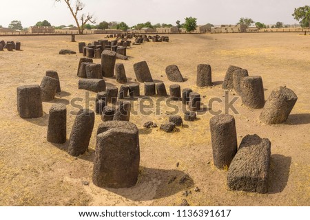 Concentric Senegambian Stone Circle at Sine Ngayene Royalty-Free Stock Photo #1136391617