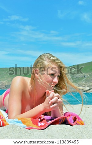 happy young women on the beach