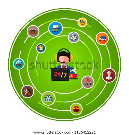 Customer service flat icons concept. Vector illustration. Element template for design.