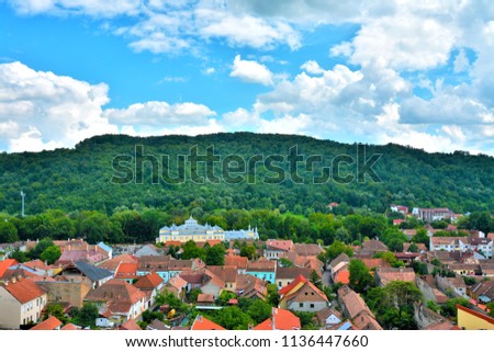 the city of Bistrita seen from above